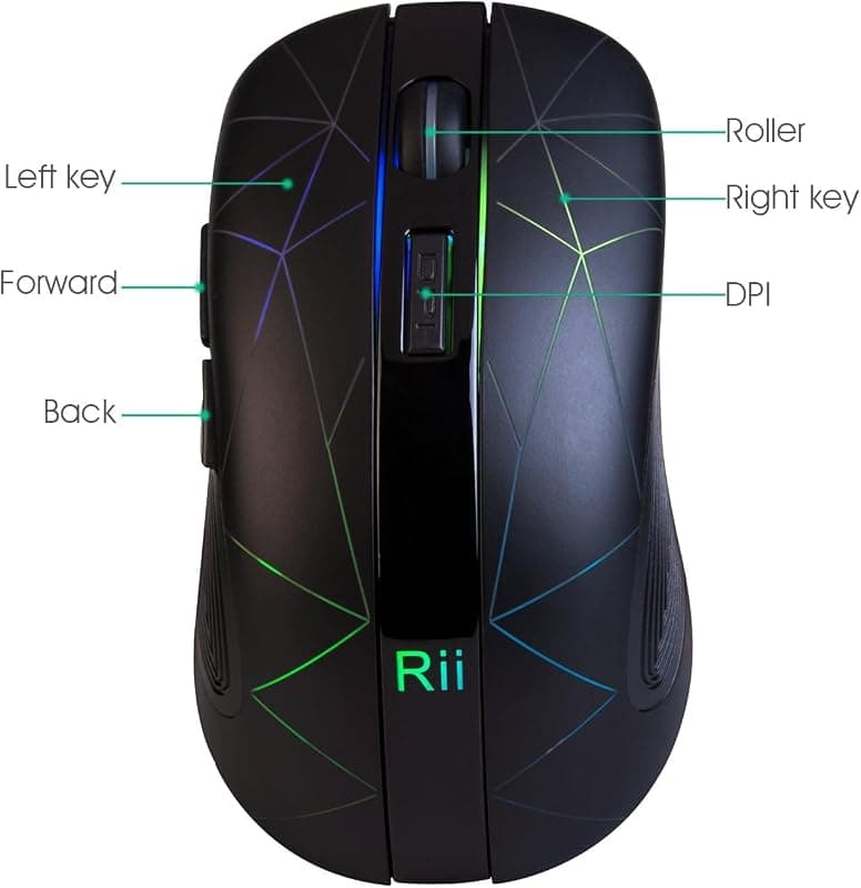 Rii LED Wireless Mouse 2.4G Ergonomic Optical Mouse with USB Receiver Rechargeable Portable Computer Mice for PC Mac Tablet Chromebook Notebook Laptop — 3 of 5