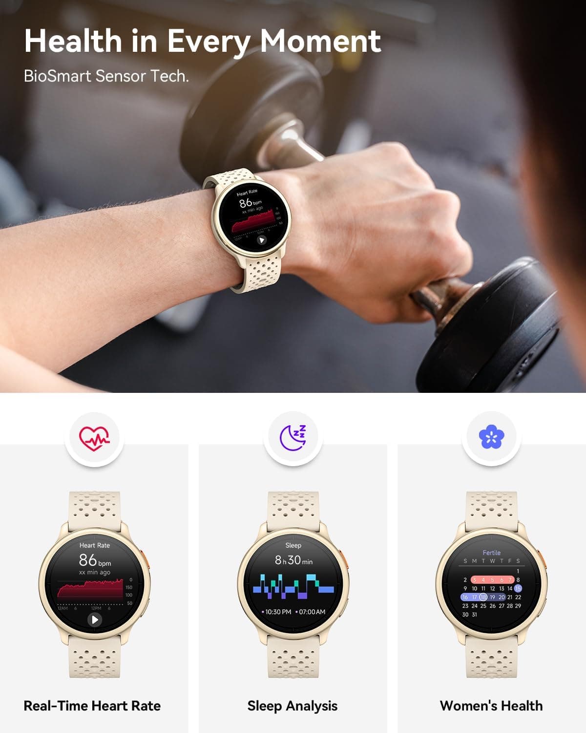 Quican Smart Watch with Ultra-HD Display, Bluetooth Calling, AI Voice Assistant, 24/7 Health Tracking, and 110+ Sports Modes with Two Interchangeable — 5 of 5
