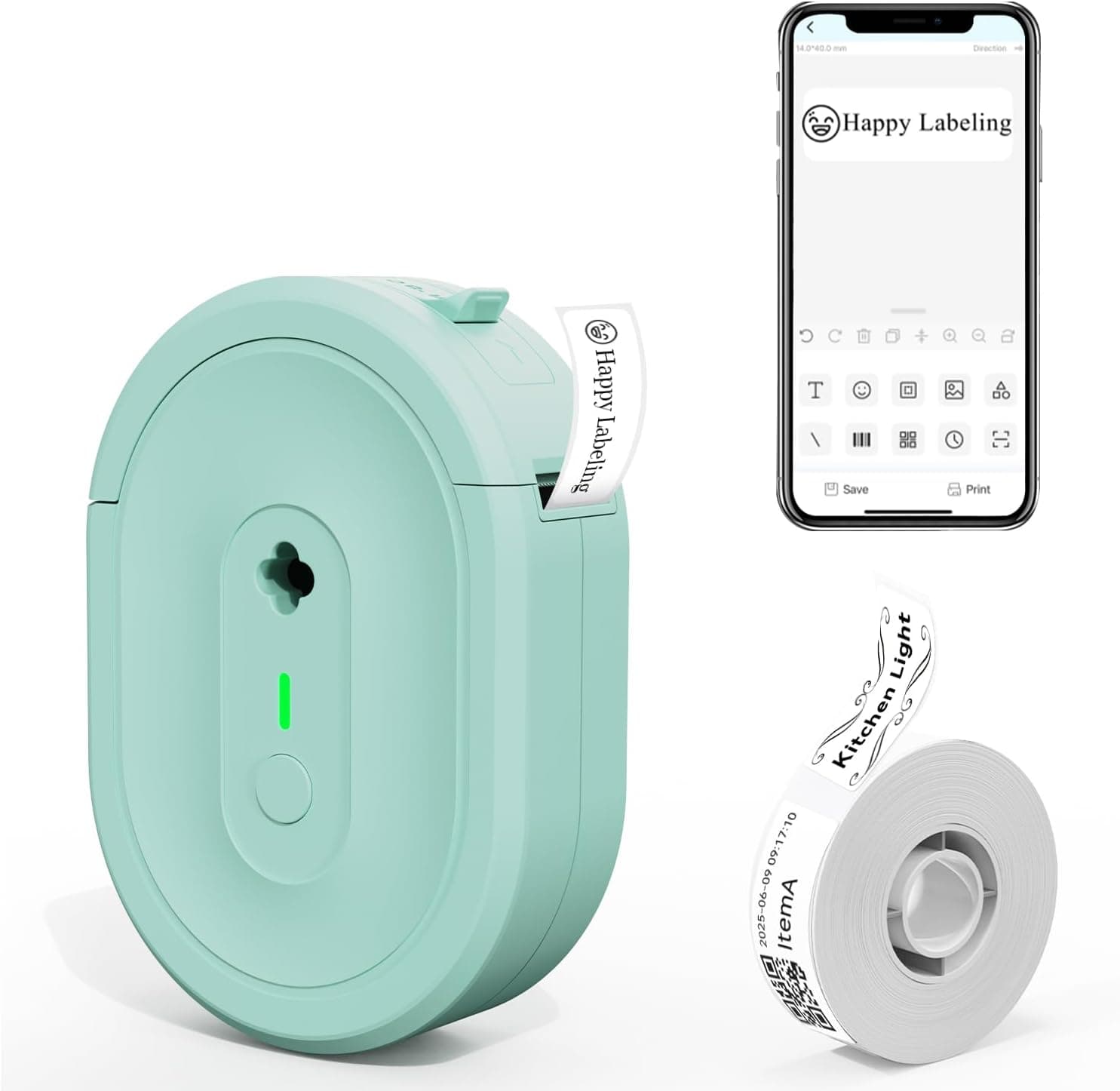 NADAIIN N12 Label Maker Machine Bluetooth Mini Label Printer in Green with Portable Design and Wireless Smartphone Connectivity for Home and Office — 1 of 5