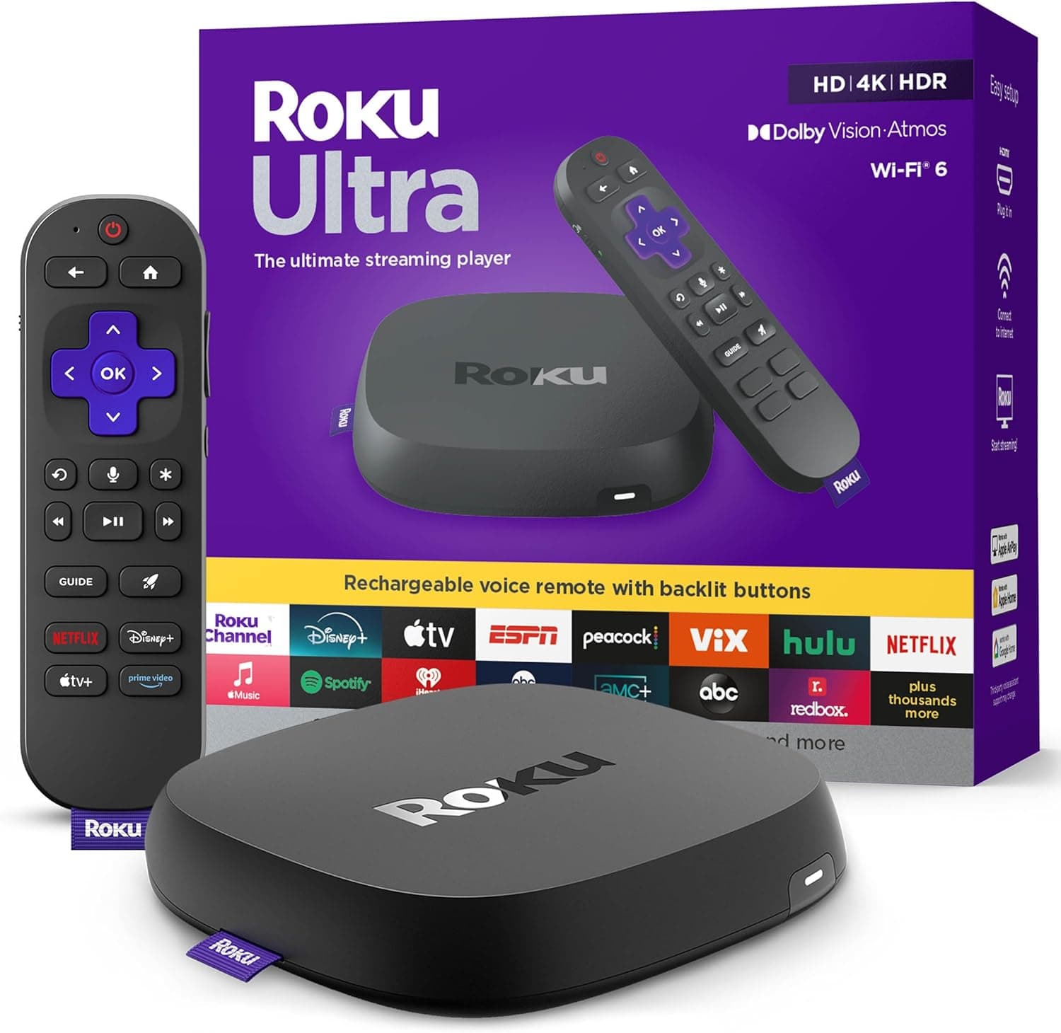 Roku Ultra Ultimate Streaming Player 4K Streaming Device for TV with Dolby Vision, Fast App Launch, Voice Remote Pro, and Hands-Free Voice Control — 1 of 5