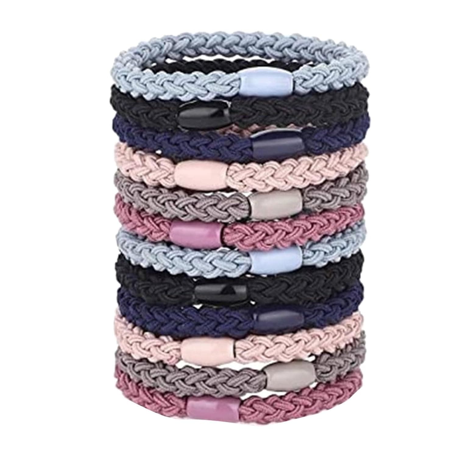 Braided Hair Ties 12 Pcs 3 Inch Multicolor Cotton Elastic Soft Stretchy Ponytail Holders for Women Hair Styling with Gentle Hold and Damage-Free