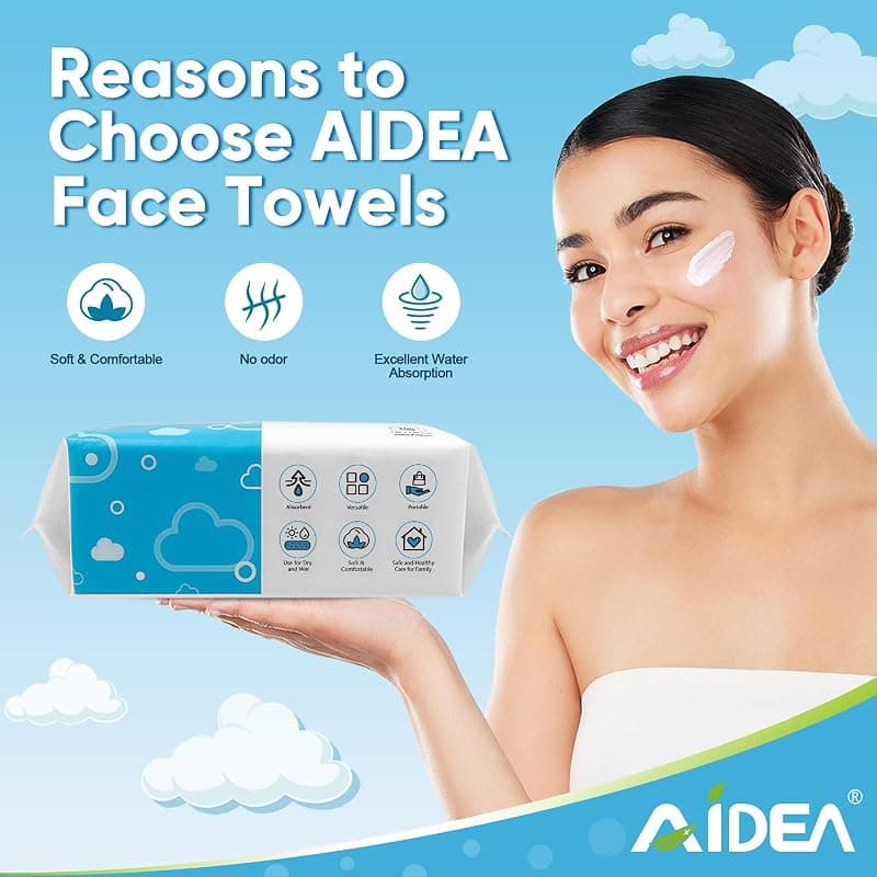 AlDEA Disposable Face Towels 100Ct Pack for Sensitive Skin with Soft Gentle Texture and Ultra-Absorbent Daily Cleansing Performance — 5 of 5