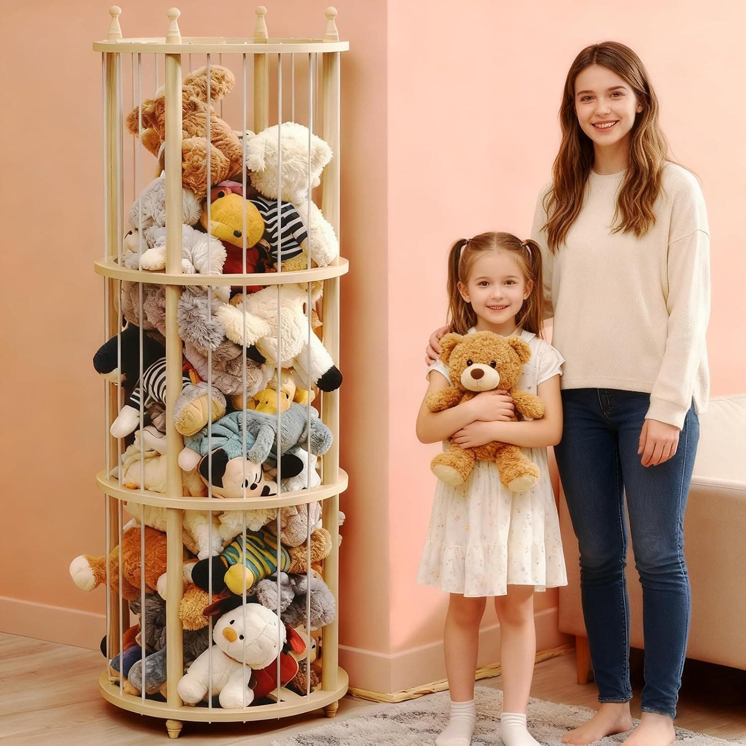 Extra Large Wooden Stuffed Animal Storage Zoo with Heavy-Duty Elastic Cords for Organizing Kids Room Toy Collection and Stuffed Toys — 3 of 5