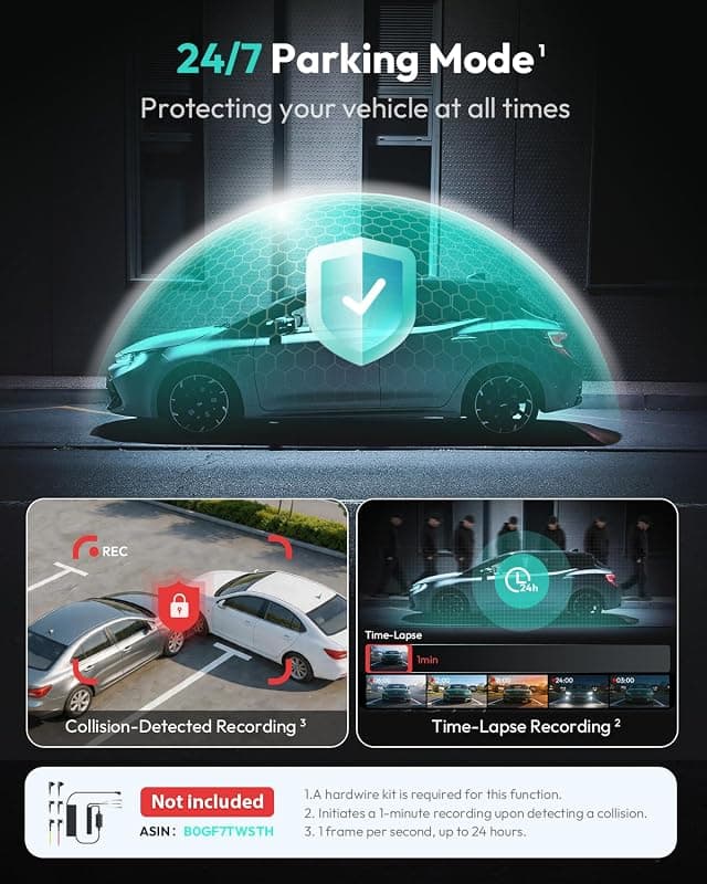 BOTSLAB G300H Plus 4K STARVIS 2 Dual Dash Cam Front and Rear with 2026 Upgraded Wide Angle Lens, Night Vision, and Built-In Wi-Fi Connectivity — 4 of 5