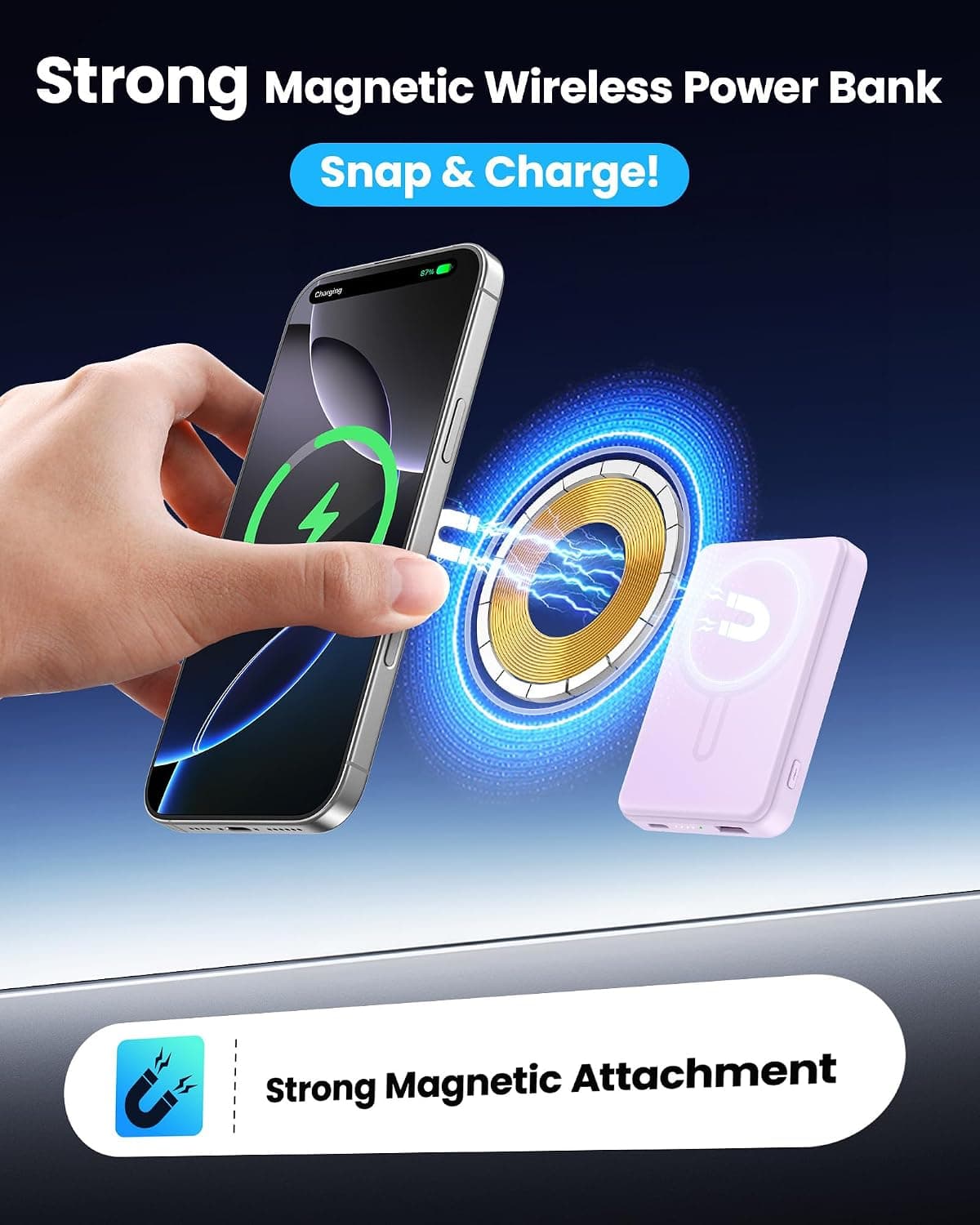 MagSafe 5000mAh Magnetic Wireless Power Bank with Fast Charging Capability and Ultra-Slim Pocket-Friendly Profile for Daily On-the-Go Power Needs — 3 of 5