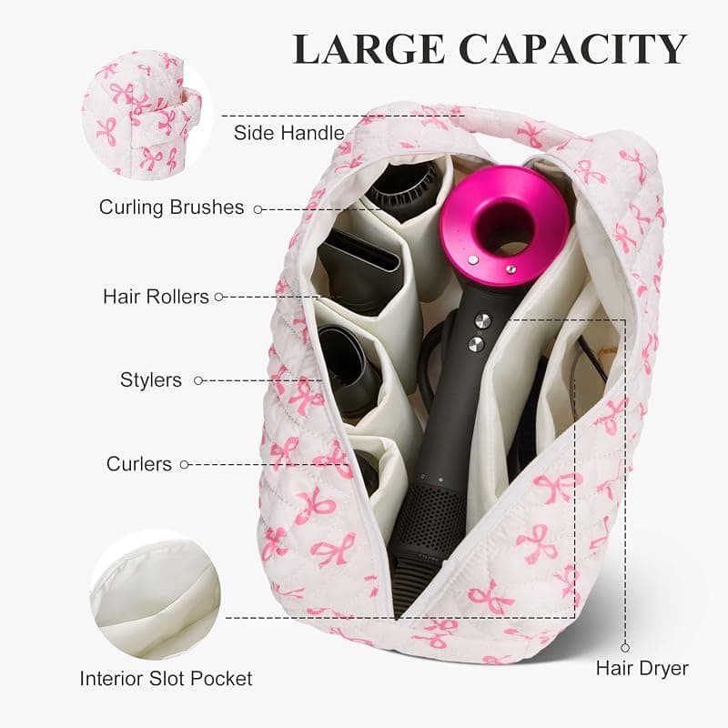 Tools Travel Bag Compatible with Dyson Airwrap Cute Quilted Travel Case for Shark Flexstyle Multi Compartments Hair Tools Organizer — 3 of 5