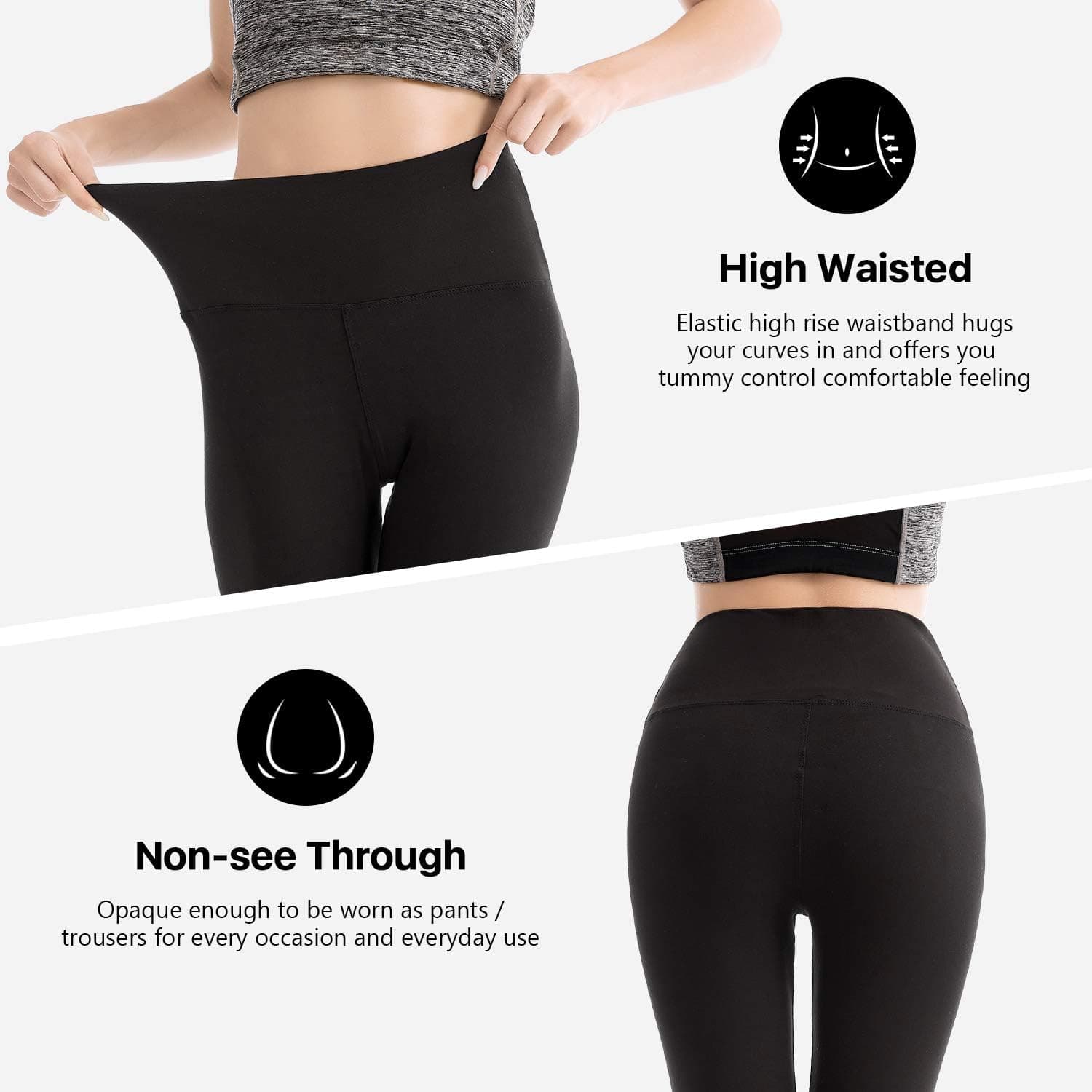 High Waisted Full Length Capri Leggings with Tummy Control, Ultra-Soft Stretch Fabric, Moisture-Wicking Material and Deep Side Pockets for Daily Wear — 4 of 5