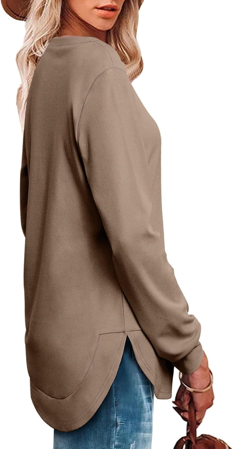 Womens Crewneck Long Sleeve Sweatshirt Cozy Casual Pullover Everyday Layering Basic Fall Fashion Wardrobe Essential — 4 of 5