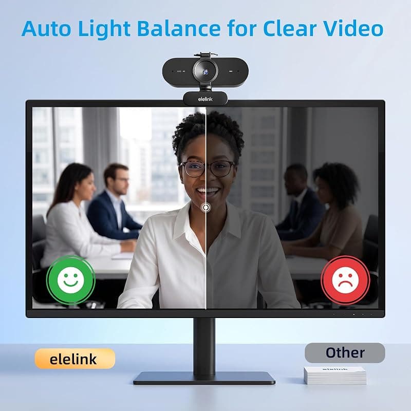4K USB Webcam for PC with Auto Focus Streaming, Dual Noise Reduction Microphones, Crystal Clear Video Quality and Smooth Plug and Play Setup — 3 of 5