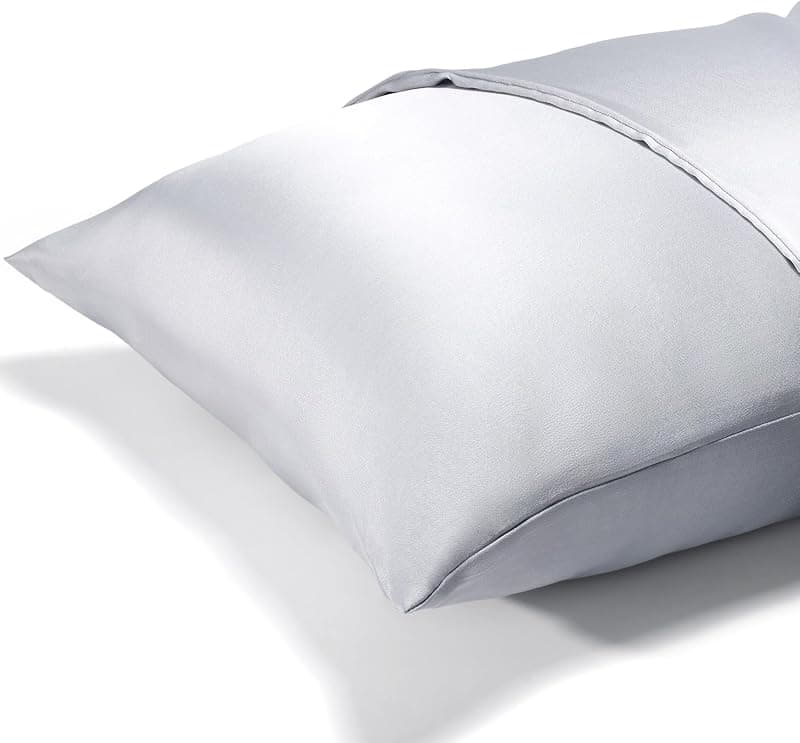 SEAGEBEL 100% Pure Mulberry Silk Pillowcase for Hair and Skin Health, Cooling Design with Zipper, Premium Grade 6A Silk, Standard 20x26 Inches, Gray — 2 of 5