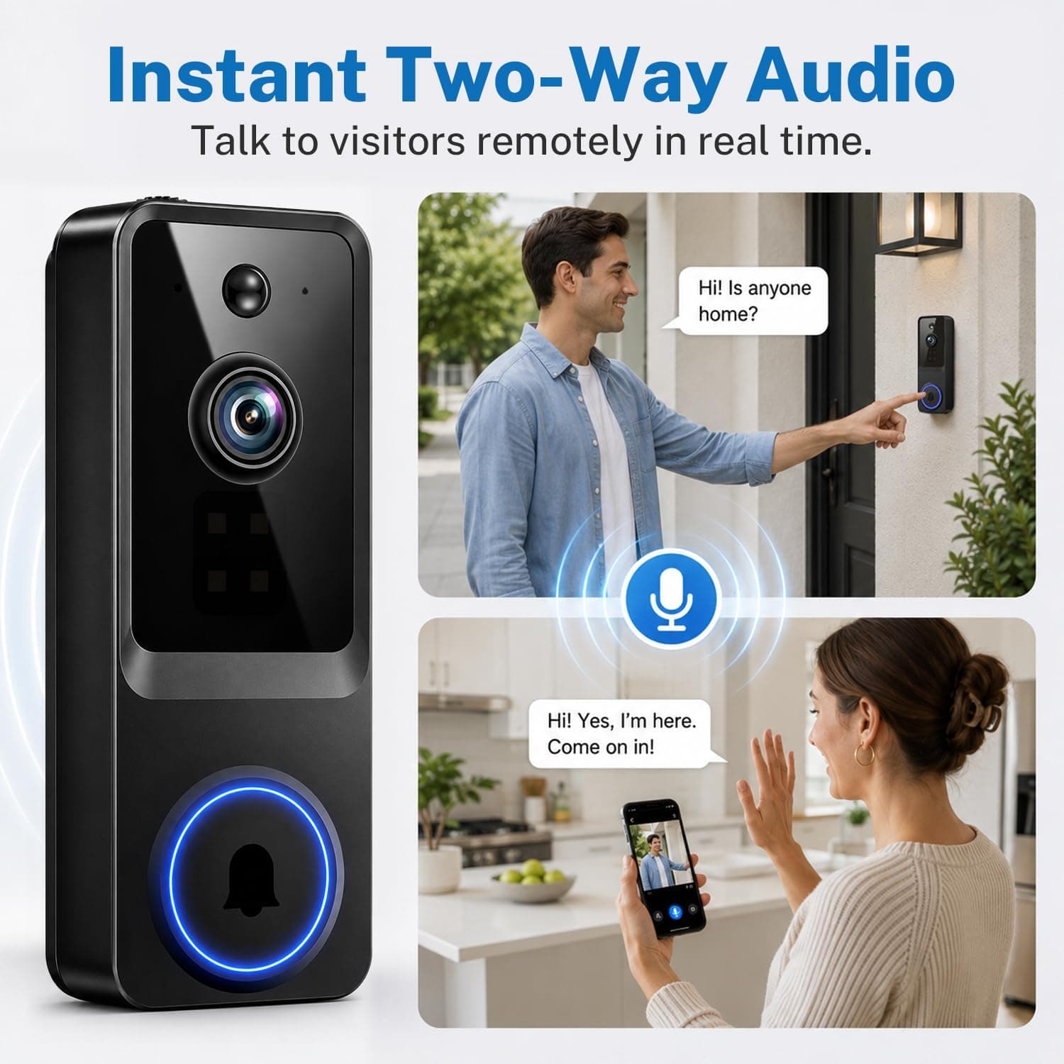 1080P Battery Wireless Doorbell Camera featuring Crystal Clear Video Resolution, Motion Detection Alerts and Two-Way Audio Communication — 4 of 5