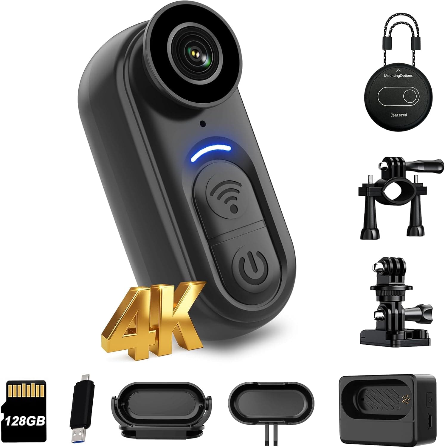 SixBondsCam 4K Mini Body Camera with 128GB Storage, Thumb Size Wearable Action Cam Design, Ultra HD Video Resolution and Portable Clip-on Mount — 1 of 5