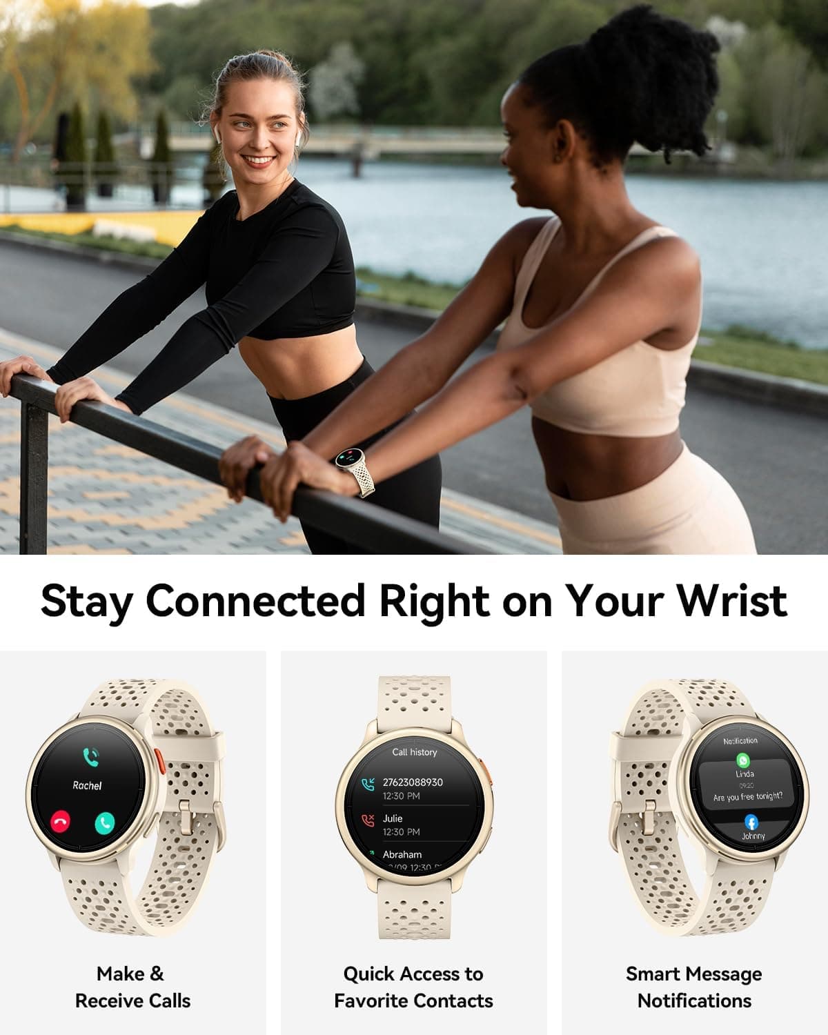 Quican Smart Watch with Ultra-HD Display, Bluetooth Calling, AI Voice Assistant, 24/7 Health Tracking, and 110+ Sports Modes with Two Interchangeable — 3 of 5