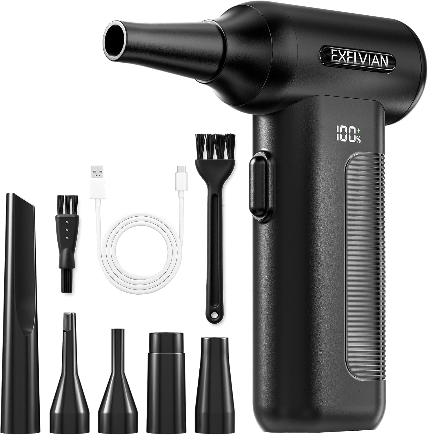 Compressed Air Duster Electric with 150000RPM Motor, 10000mAh Battery, LED Light and 6-Gear Adjustable Keyboard Cleaner for Computer Dusting — 1 of 5