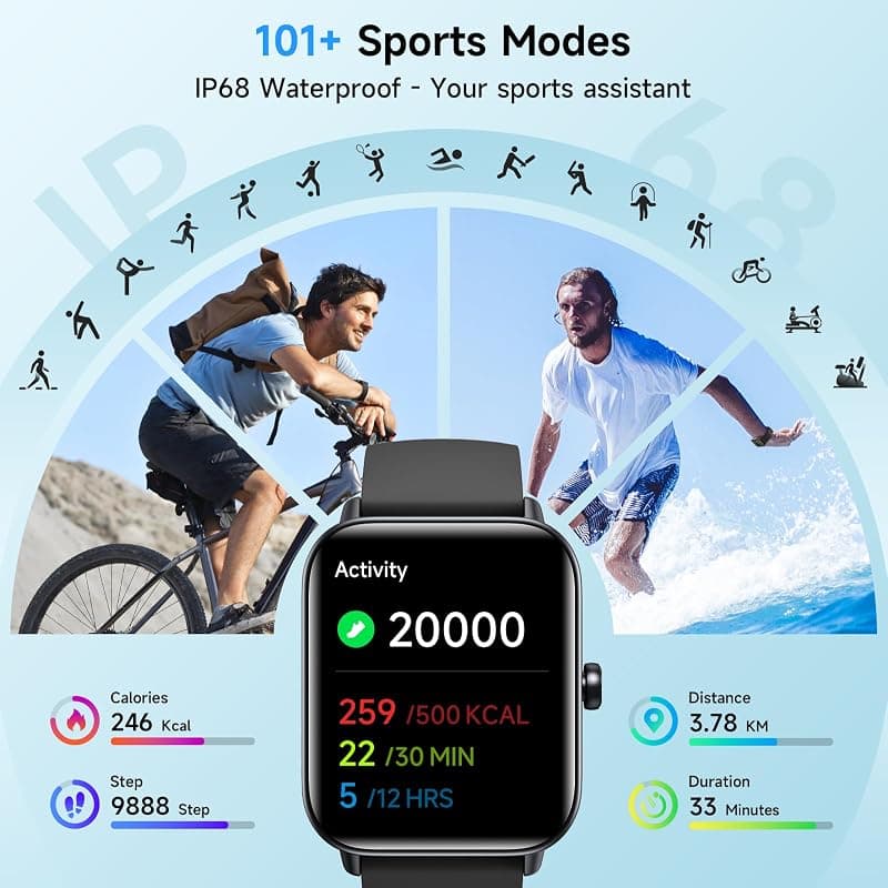 Smart Watches for Men Women with Alexa Built-in, 1.8-Inch HD Display, Heart Rate, SpO2, Sleep and Stress Tracking, Bluetooth Calls and 101+ Sports — 4 of 5