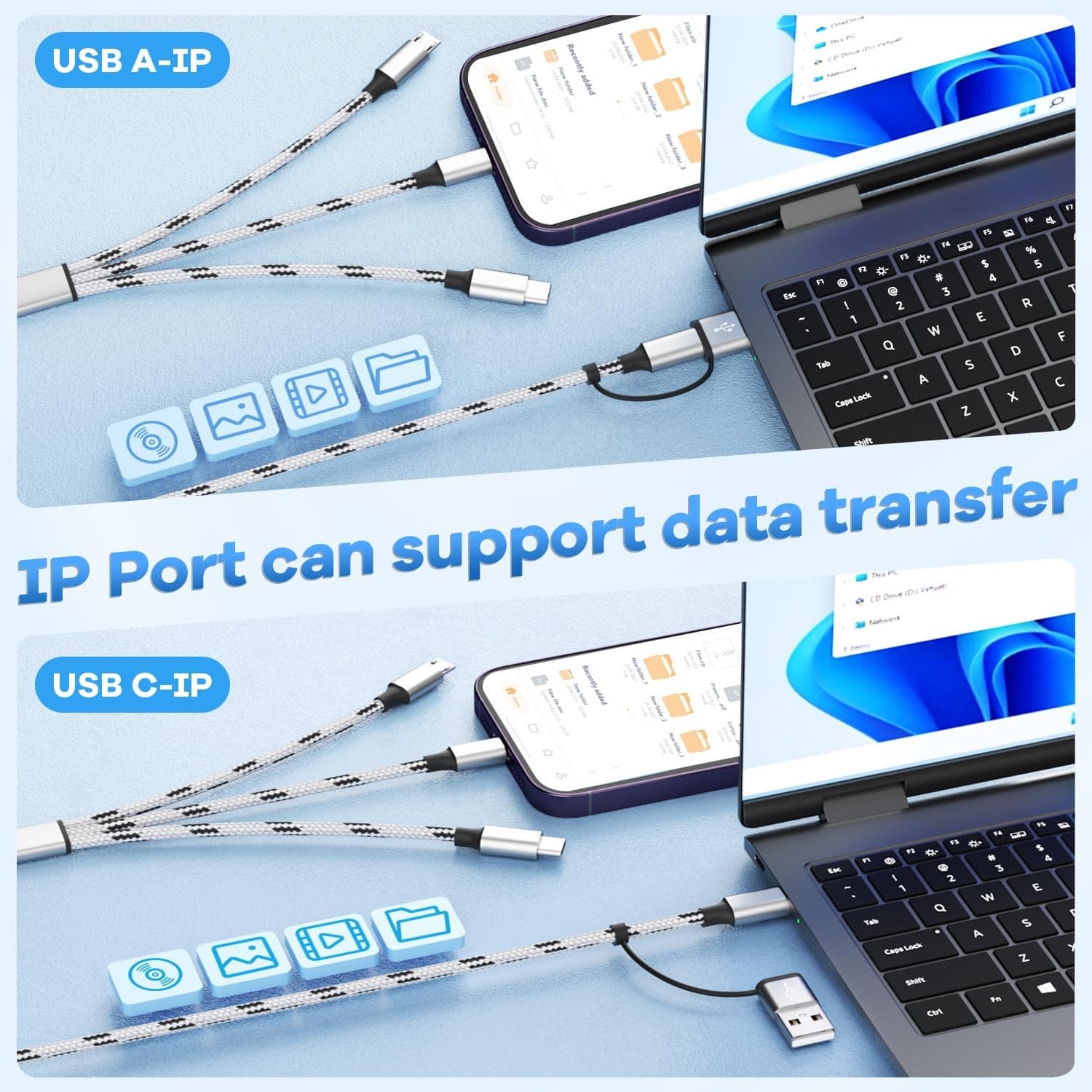 Multi Charging Cable 6-in-1 5ft Universal Cord with USB and Multiple Connectors for Fast Device Power and Data Sync Convenience — 5 of 5