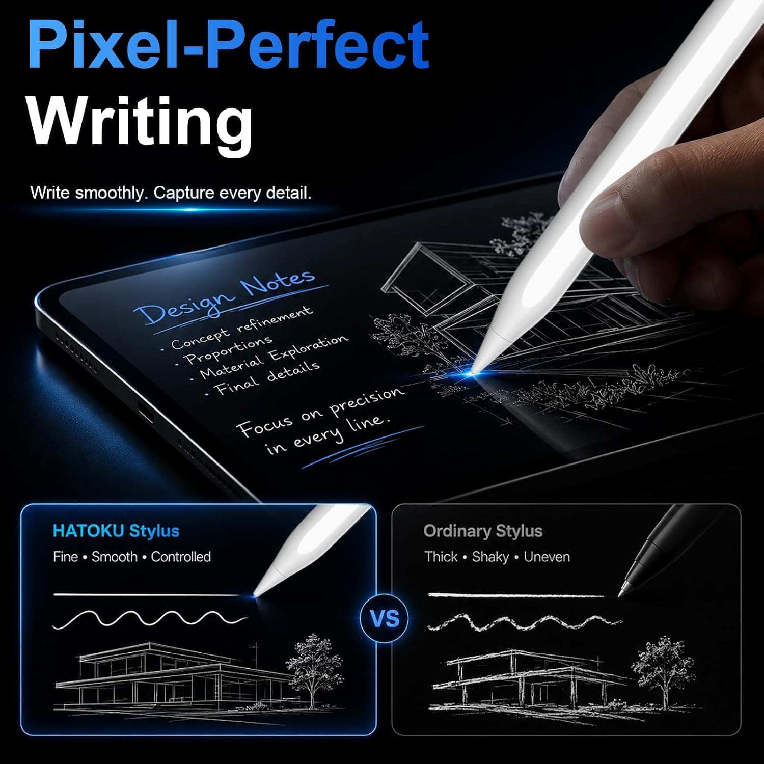 HATOKU Stylus Pen for Apple iPad 2018-2026 with Magnetic Attachment for Precise Note-Taking and Smooth Digital Drawing Experience — 3 of 5