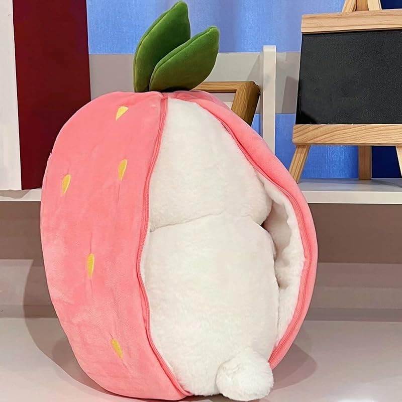 Mukorolee 2PCS Plush Toy Pillows Reversible Carrot Strawberry Bunny with Zipper, Easter Stuffed Animal Rabbit Plushie Cute Birthday Gift for Kids — 5 of 5