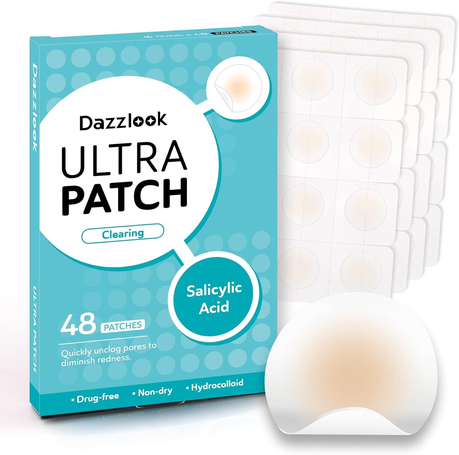 Dazzlook Ultra Pimple Patches 48-Count Hydrocolloid Spot Blemish Treatment with Salicylic Acid for Invisible Day and Night Skin Absorbing Protection — 1 of 5