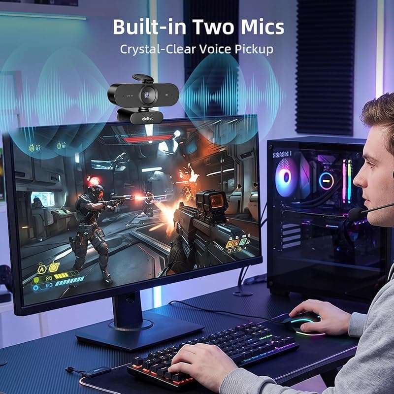 4K USB Webcam for PC with Auto Focus Streaming, Dual Noise Reduction Microphones, Crystal Clear Video Quality and Smooth Plug and Play Setup — 5 of 5