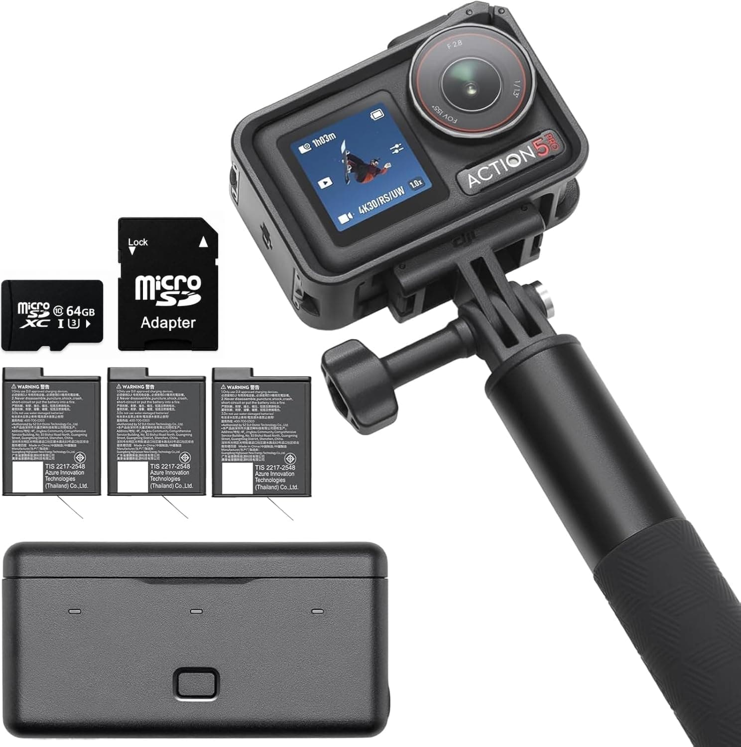 DJI Osmo Action 5 Pro Waterproof Action Camera Bundle Featuring Advanced 1.3-Inch Sensor, 4K Video Recording and Durable All-Weather Construction — 1 of 5