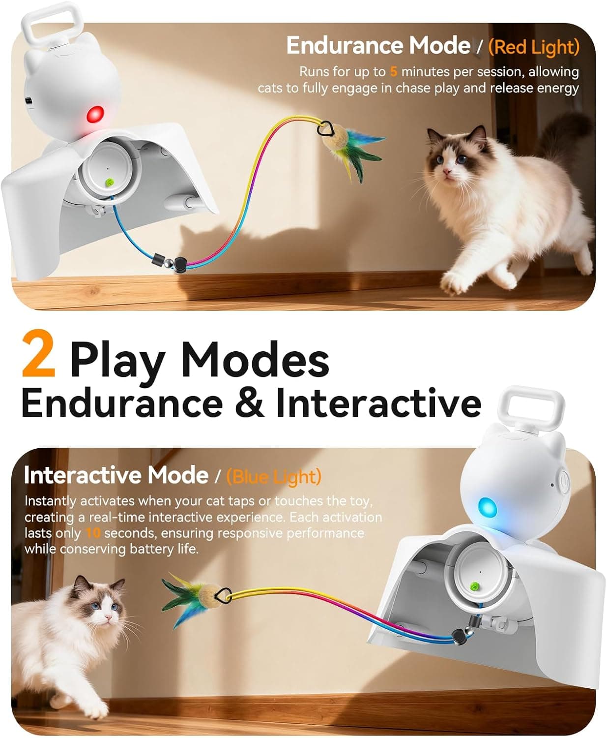 Interactive Automatic Feather & Mouse Door Hanging Cat Toy with Adjustable Stretch Cord, Engaging Motion and Safe Indoor Play for Cats — 5 of 5