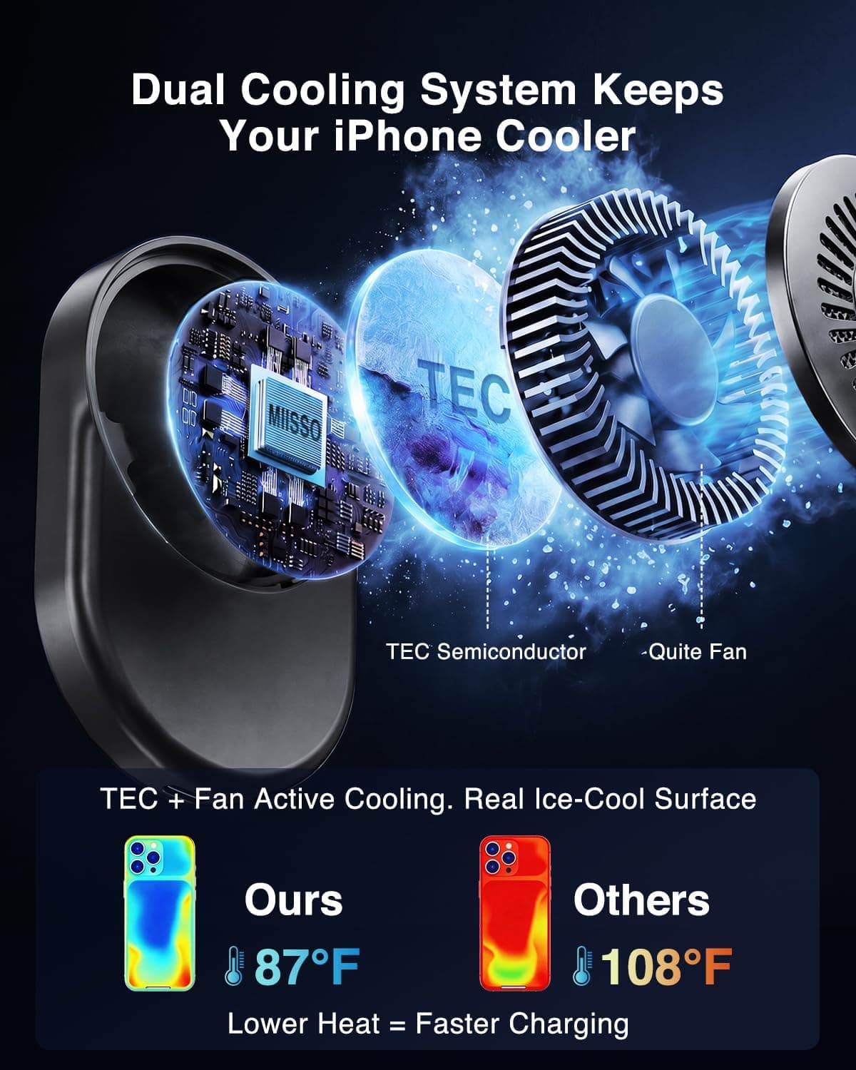 Qi2.2 25W Magnetic Vent Mount Car Charger with TEC Fan Featuring Fast Wireless Charging and Secure Air Vent Grip — 4 of 5
