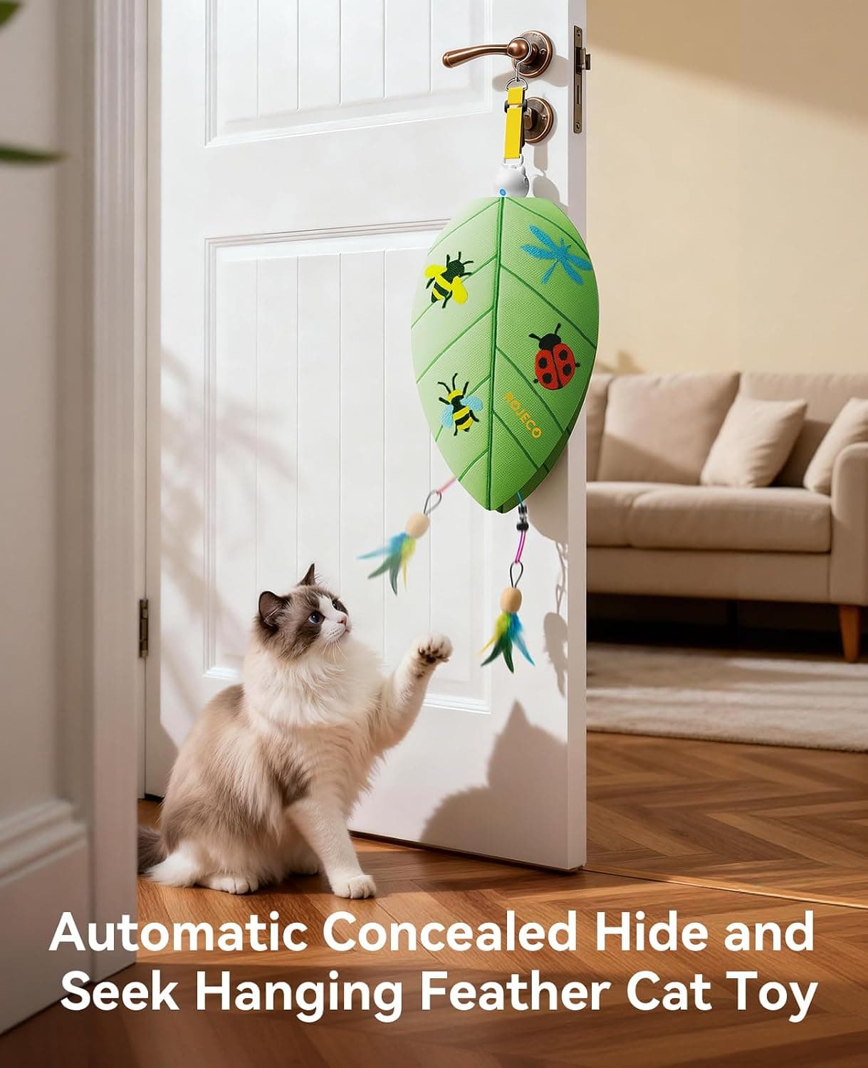 Interactive Automatic Feather & Mouse Door Hanging Cat Toy with Adjustable Stretch Cord, Engaging Motion and Safe Indoor Play for Cats — 3 of 5