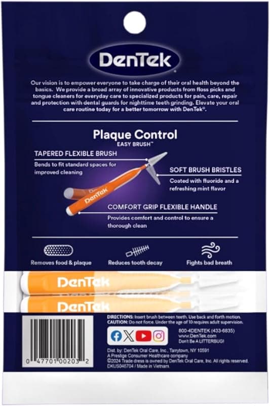 DenTek Easy Brush Interdental Cleaners 16 Count Tight Space Dental Brushes with Durable Wire and Minty Flavor for Daily Gum Health Care Routine — 2 of 4