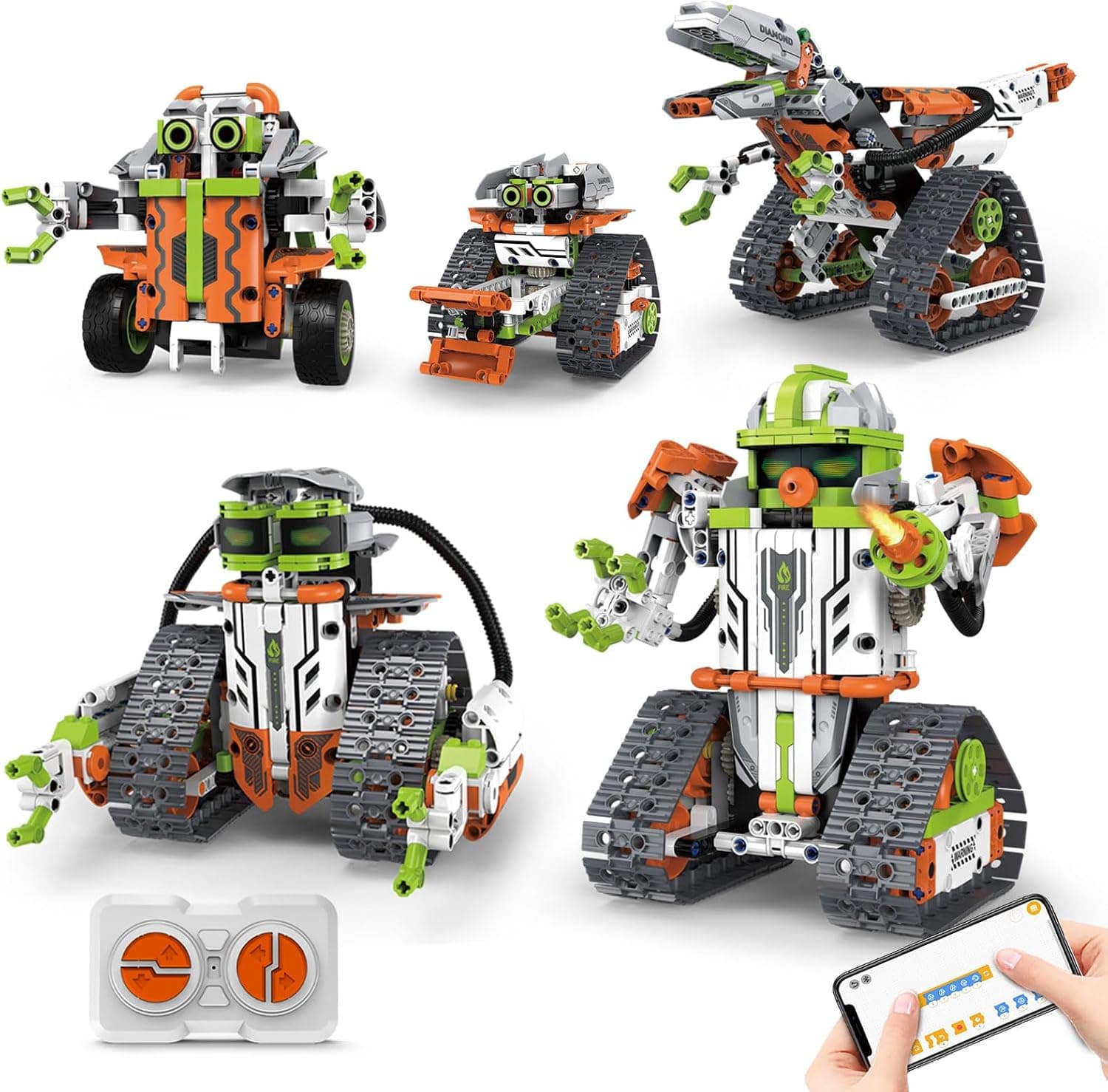 STEM Robot Building Kit with Remote Control, 5-in-1 Coding Robotic Technic Toys, 539 Pieces for Kids Age 8-12 and Science Learning Gifts