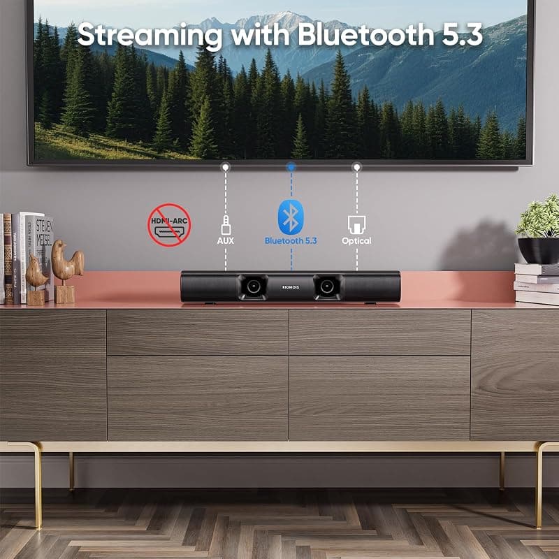 RIOWOIS Sound Bar for Smart TV, 90W Compact Soundbar TV Speaker with Subwoofer, 2.1Channel Home Theater Surround Sound System and Crisp Vocals — 5 of 5
