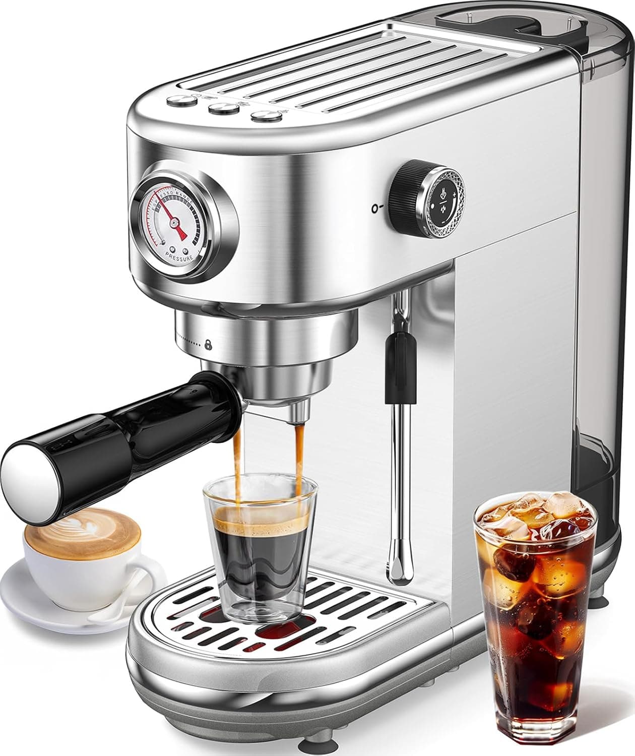 atatix Espresso Machine with Milk Frother and 20 Bar Pressure