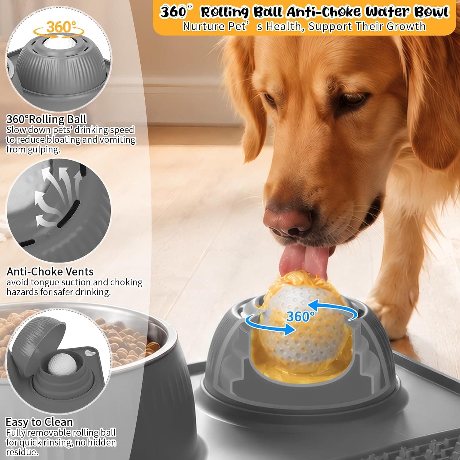 Dog Lick Bowl with Rolling Ball Slow Feeder Toy for Pet Anxiety Relief, Boredom Reduction, Stress Relief and Interactive Feeding — 5 of 5