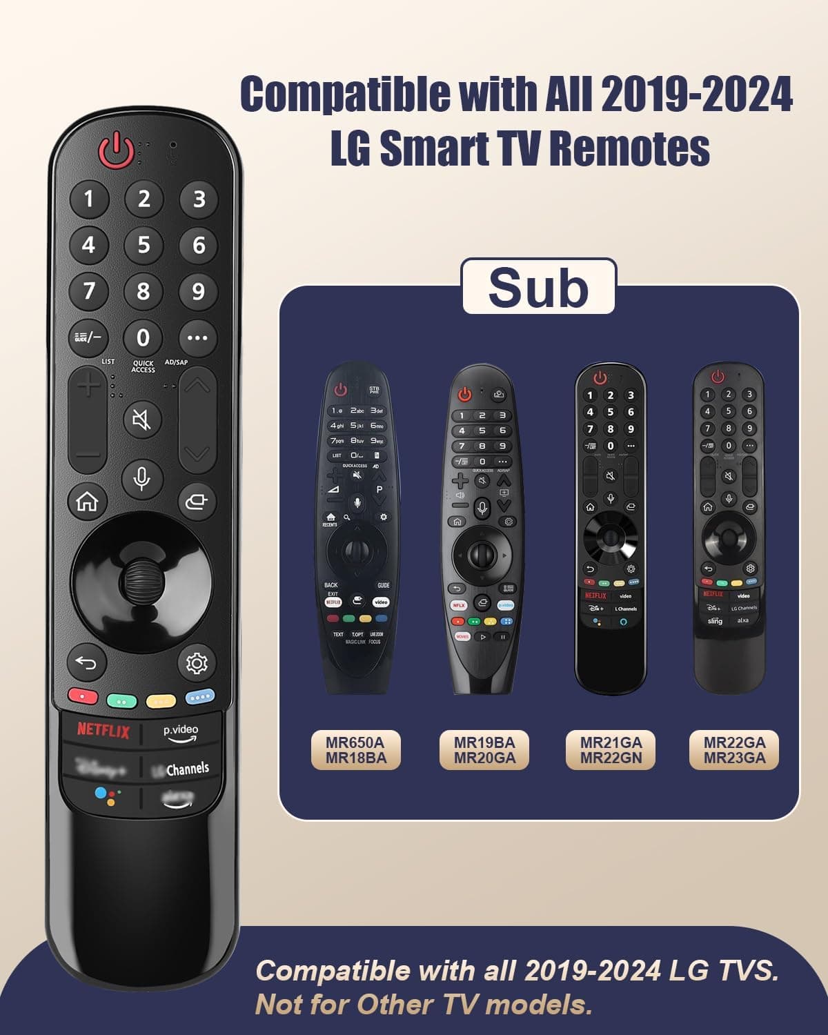 Replacement Voice Remote for LG Smart TVs with Ergonomic Design, Direct Streaming App Buttons, Quick Response and Reliable Wireless Connectivity — 3 of 5