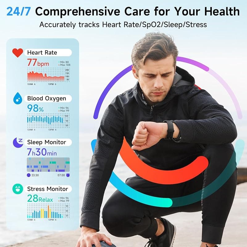 Smart Watches for Men Women with Alexa Built-in, 1.8-Inch HD Display, Heart Rate, SpO2, Sleep and Stress Tracking, Bluetooth Calls and 101+ Sports — 3 of 5