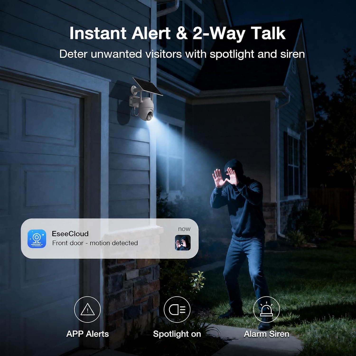 4-Cam Kit Home Security Camera System with 2K 4MP HD Color Night Vision, 360 Degree View, Solar Panel Powered Design and 64GB Local Storage — 4 of 4