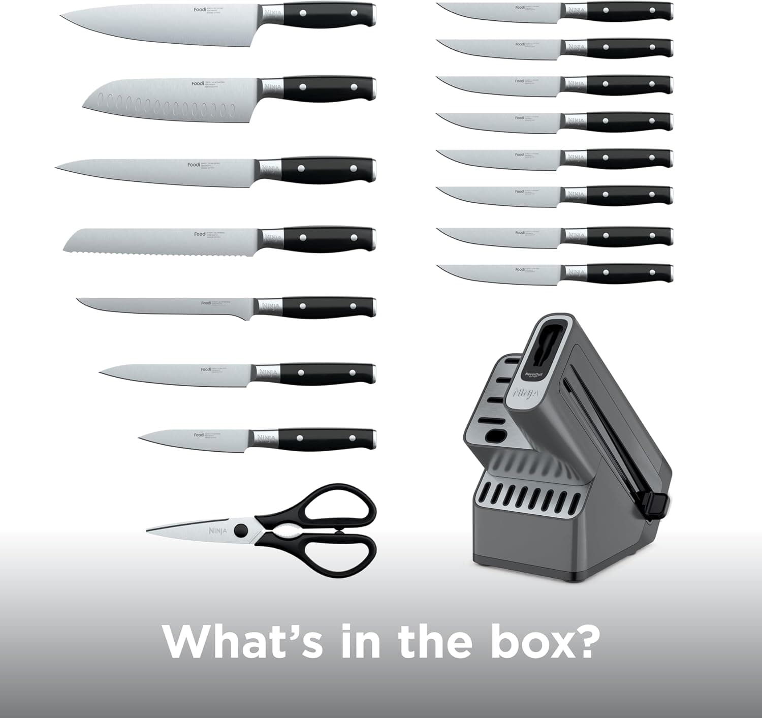 Ninja NeverDull 17-Piece Knife Block Set with Built-in Sharpener and Durable Forged Stainless Steel Blades in Sleek Modern Black Finish — 4 of 5