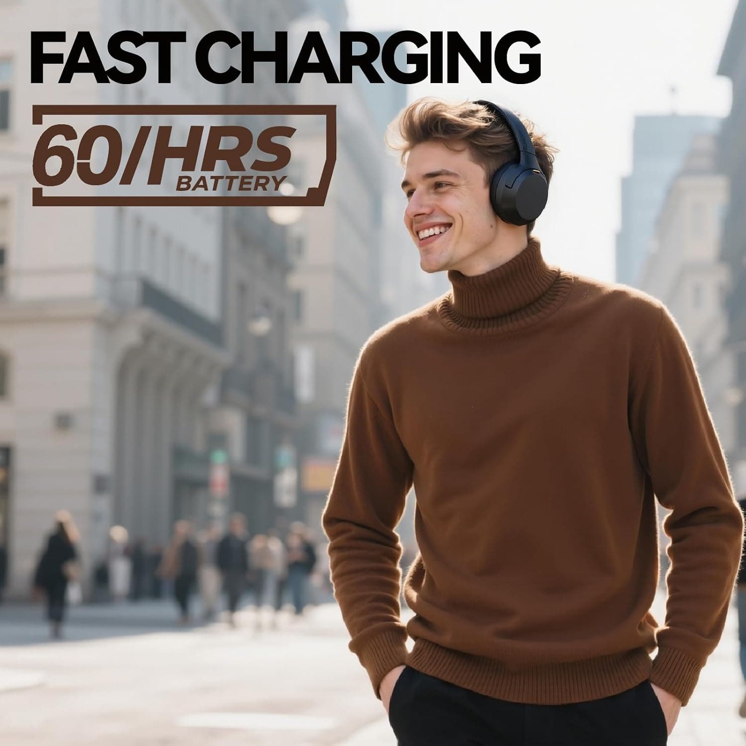 Hybrid Active Noise Cancelling Over-Ear Bluetooth Headphones with Deep Bass Drivers, Long Battery Life, Comfort Fit Cushions and Built-In Clear Mic — 3 of 5