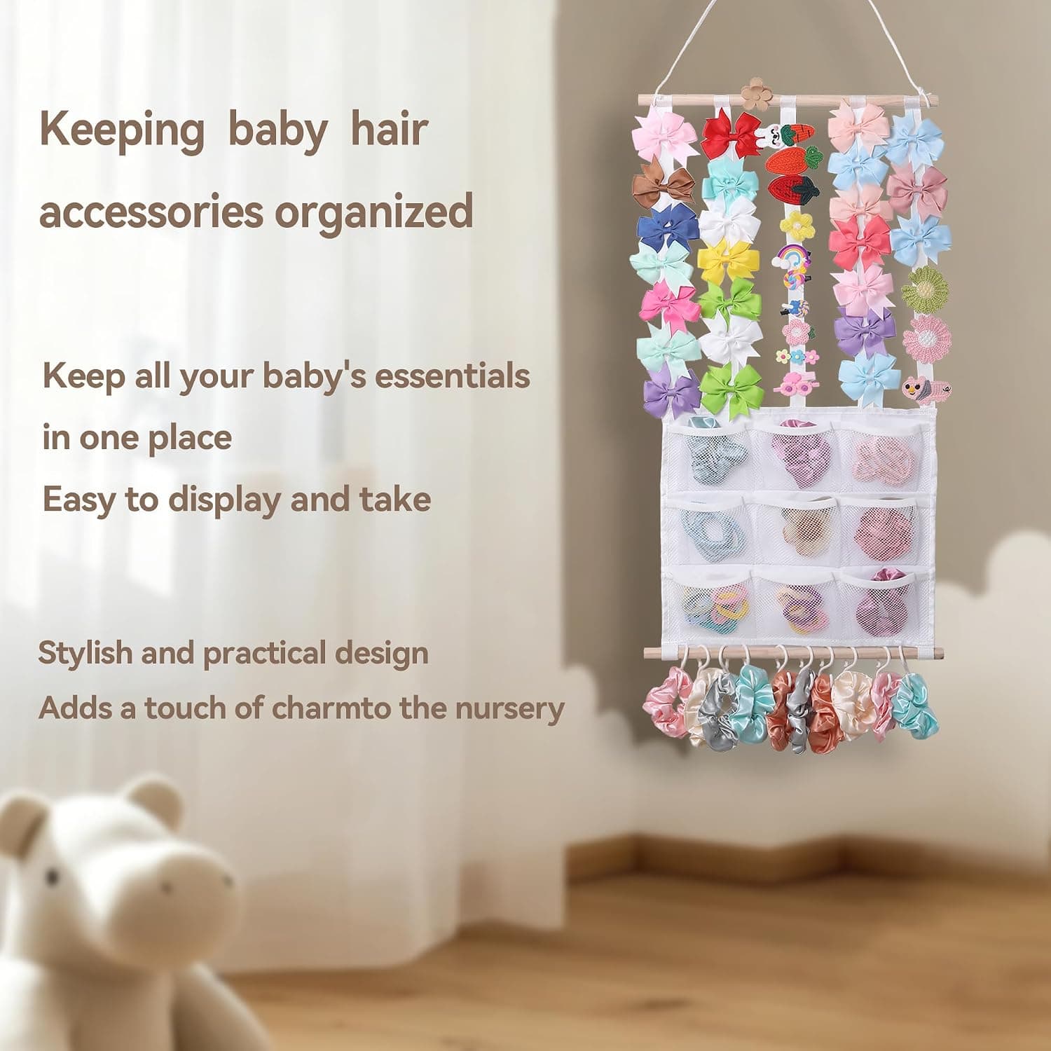 Hair Headband and Bow Organizer with Large Storage Capacity, Visible Mesh Pockets for Classification, Premium Quality Materials and Easy Installation — 5 of 5