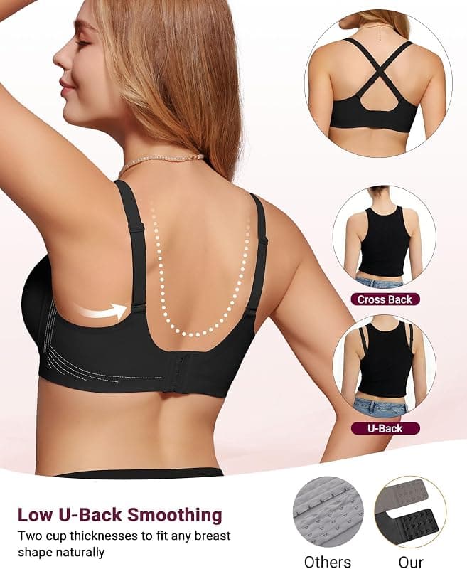 As Fairy Wireless Bras for Women Jelly Push Up Scalloped Bra Black 34C with Comfortable Support, Seamless Design and Everyday Wearable Fit — 4 of 5