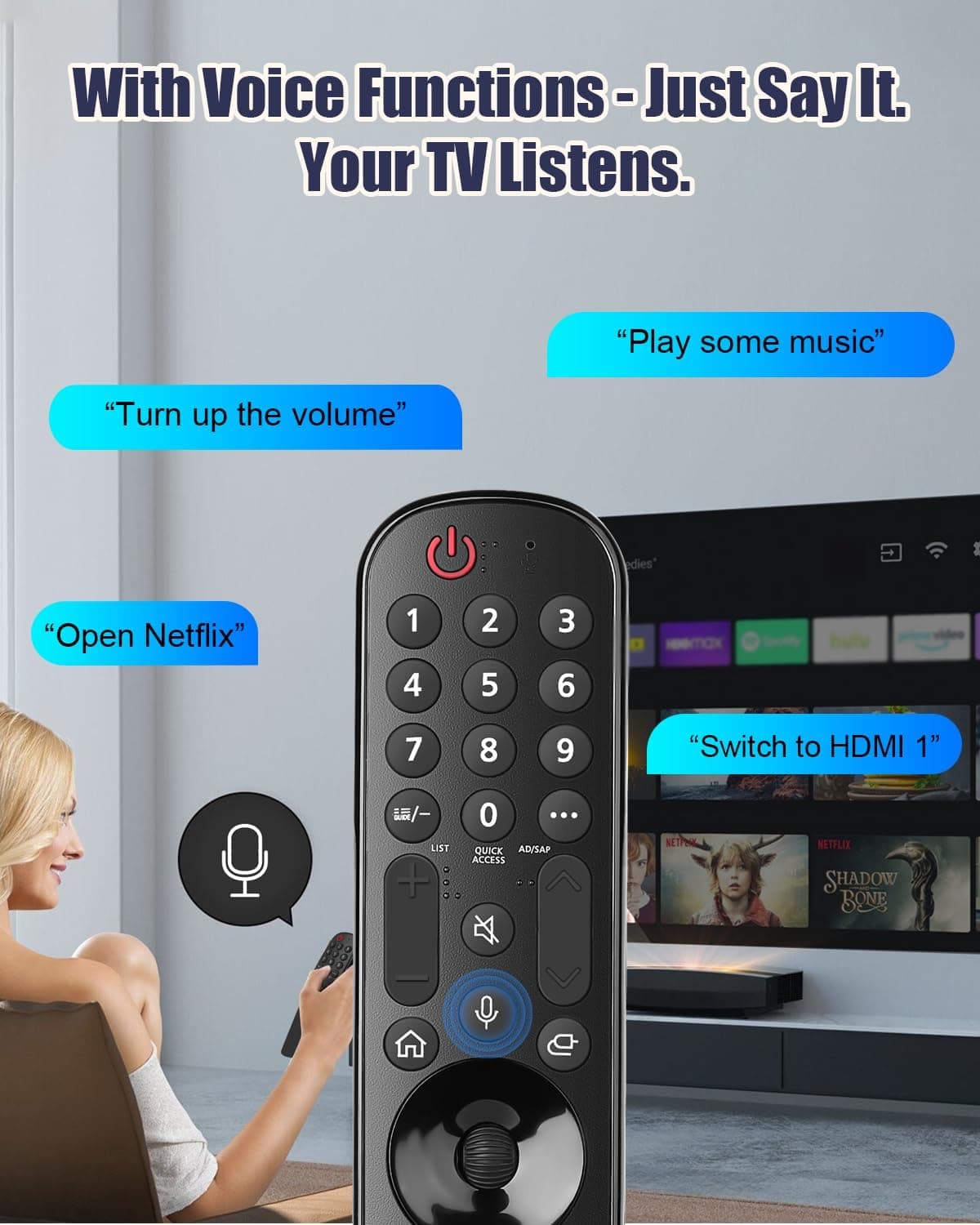 Replacement Voice Remote for LG Smart TVs with Ergonomic Design, Direct Streaming App Buttons, Quick Response and Reliable Wireless Connectivity — 5 of 5
