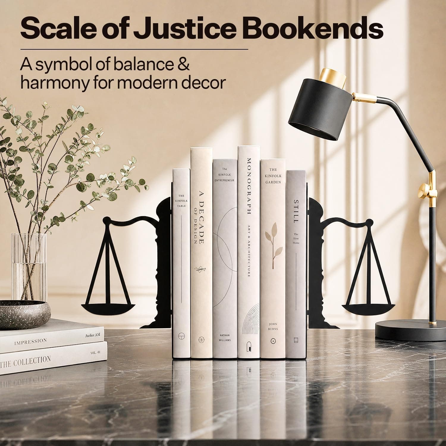 Extra-Wide Metal Bookends 2 Pack Heavy-Duty Book Stoppers for Shelves Sturdy Office Organization Non-Slip Desktop Book Support — 3 of 5