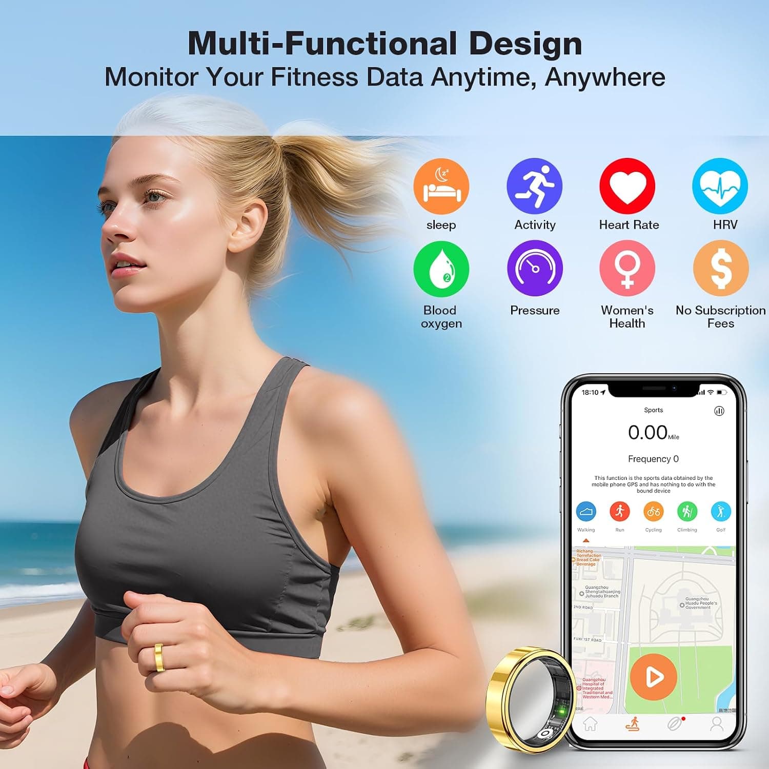Smart Fitness and Sleep Tracking Ring with Continuous Health Monitoring, Step Counter, Heart Rate Sensor, Sleep Analysis and Long Battery Life — 5 of 5
