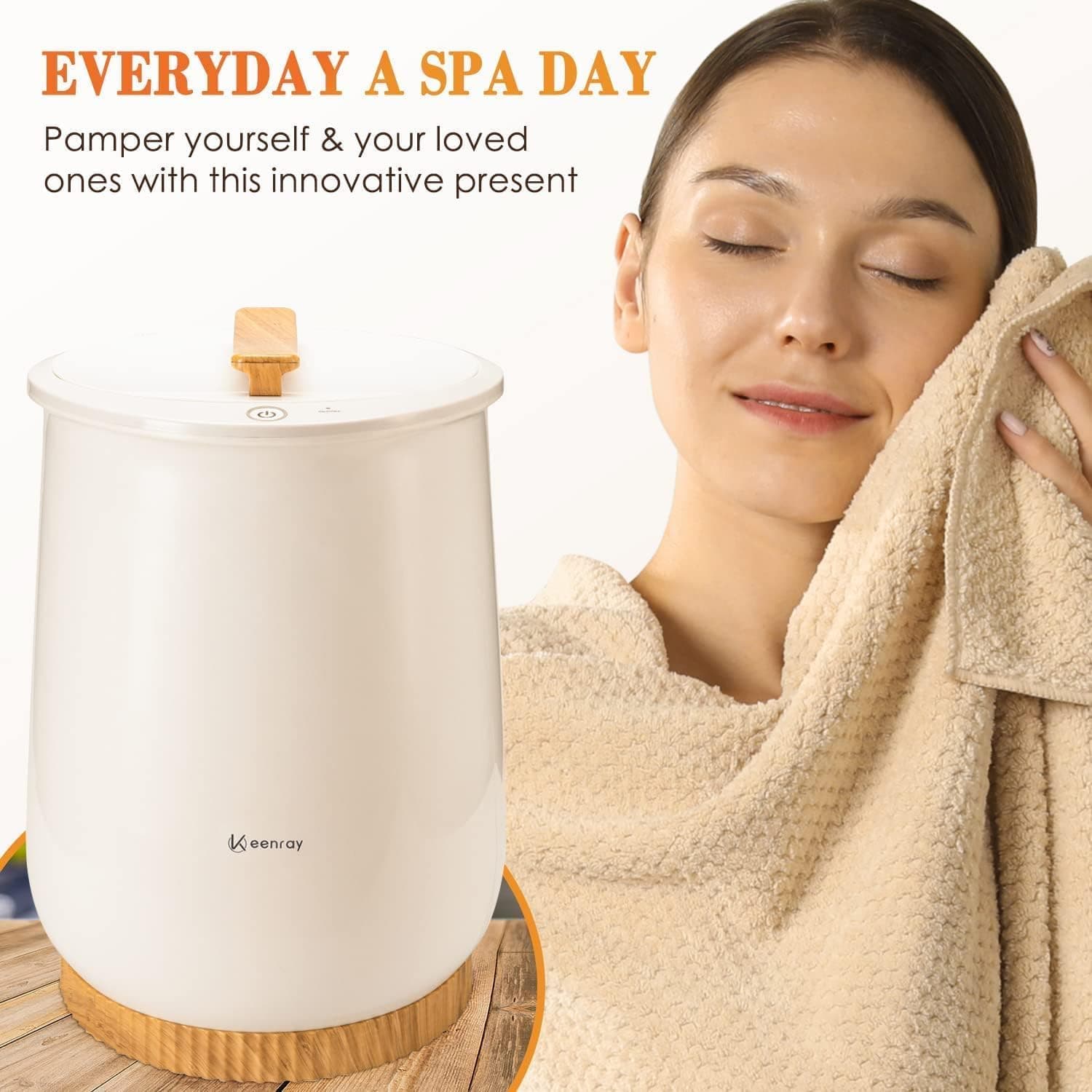 Keenray Bucket Style Towel Warmer with Luxury Large Capacity Fits Two 40x70 Oversized Towels, Bathrobes, Blankets and Auto Shut Off Safety Feature — 5 of 5