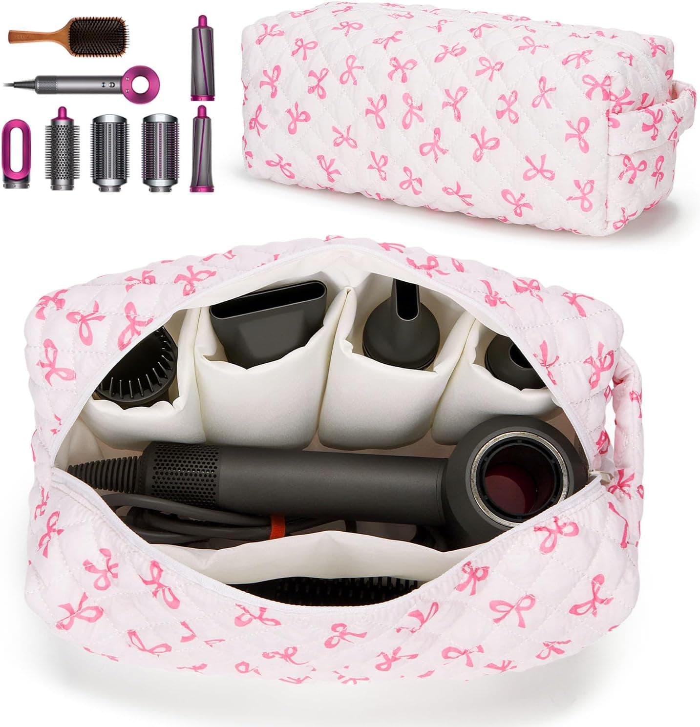 Tools Travel Bag Compatible with Dyson Airwrap Cute Quilted Travel Case for Shark Flexstyle Multi Compartments Hair Tools Organizer — 1 of 5