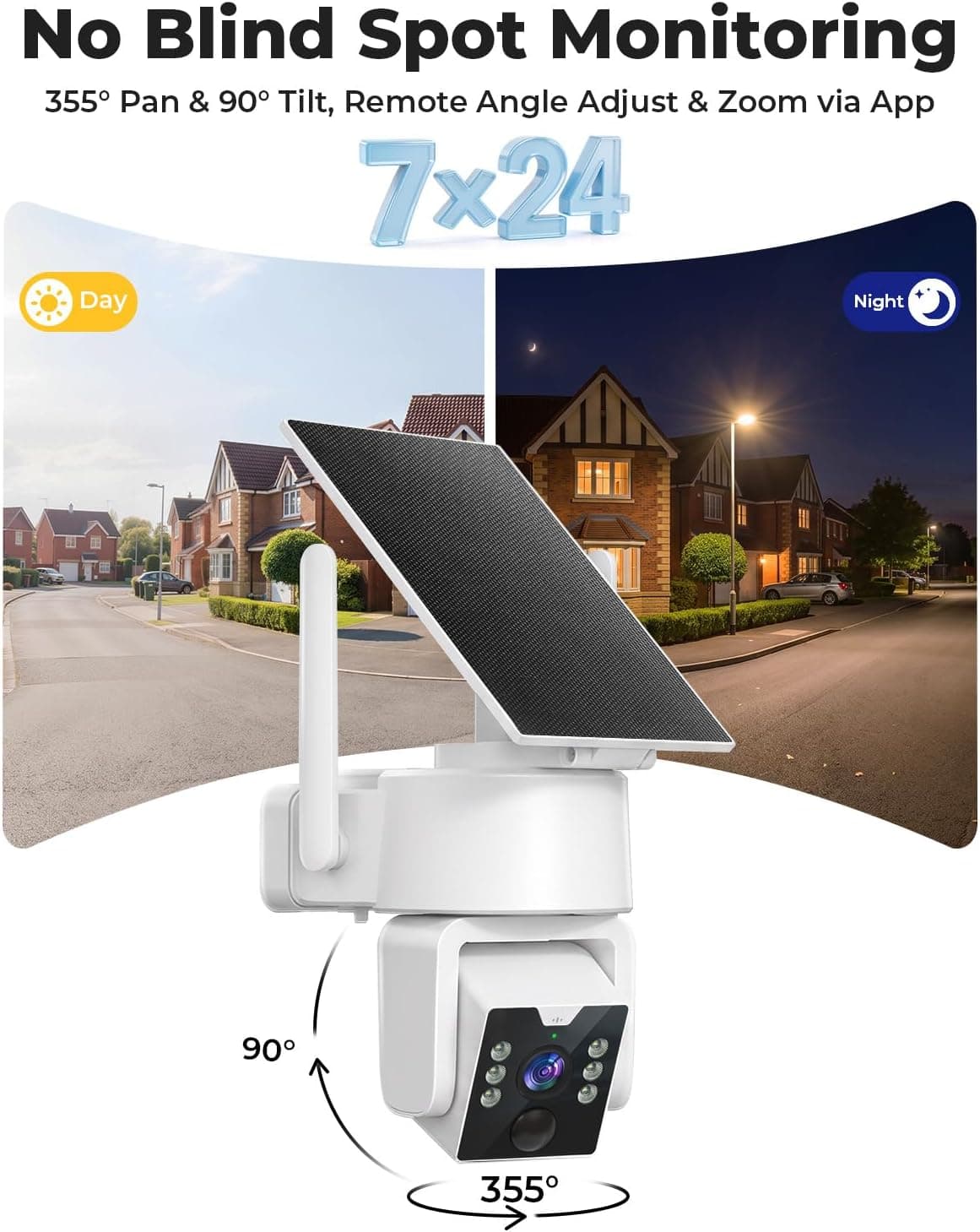 4MP 360 Degree PTZ Solar Outdoor Security Camera with Pan Tilt Zoom, Color Night Vision, Motion Detection and Weatherproof Design — 4 of 5