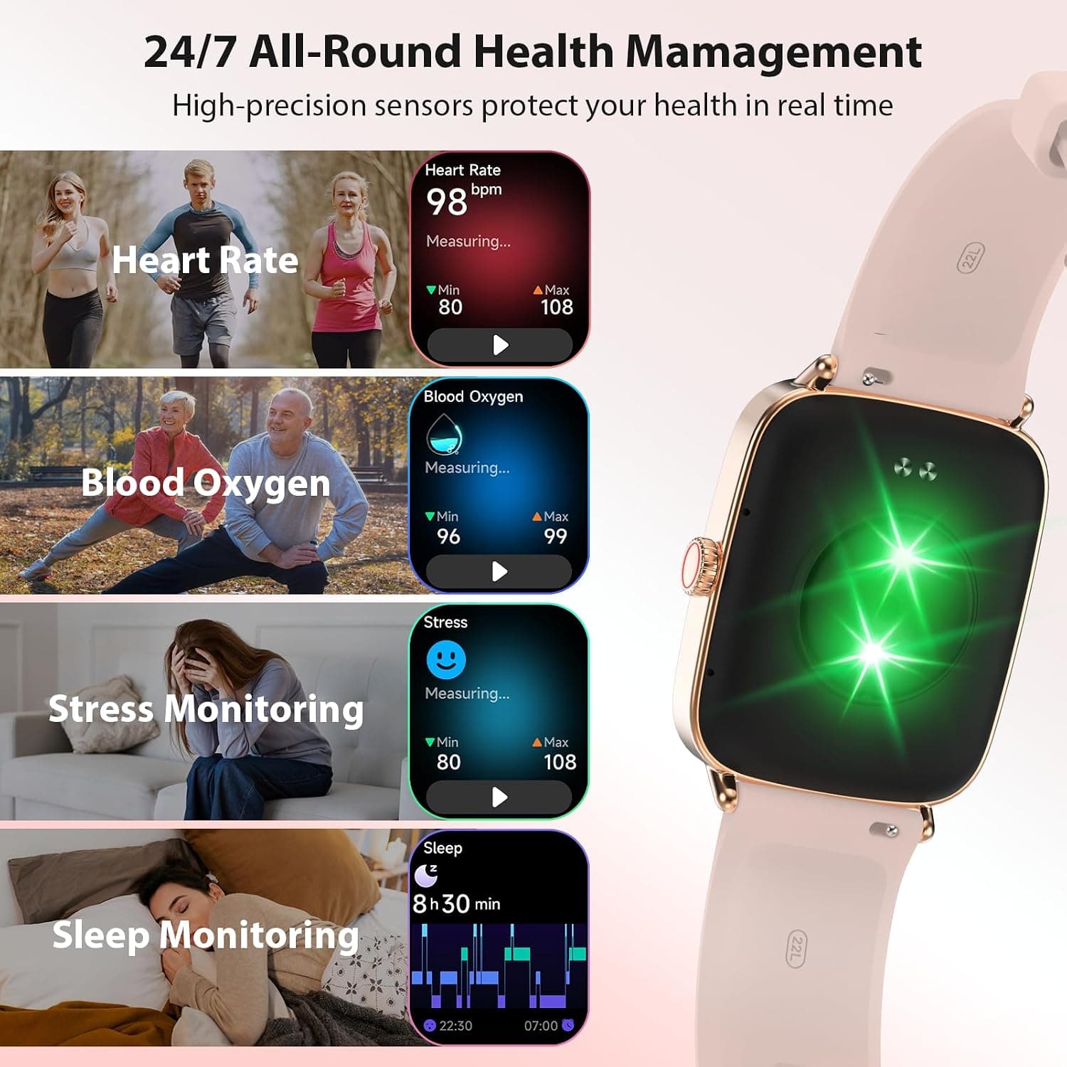 Smart Watch with 1.85-Inch HD Screen and Comprehensive Fitness Tracker Features for Daily Health Monitoring and Activity Tracking — 4 of 5