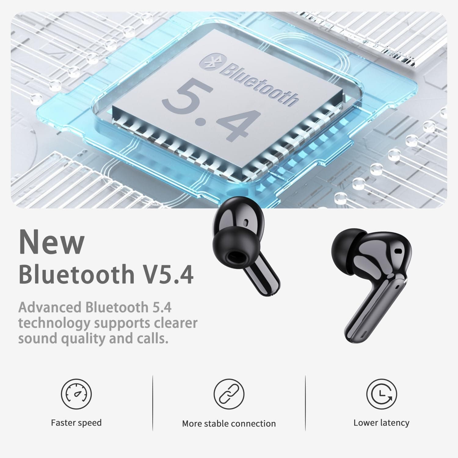 Wireless Earbuds Bluetooth Ear Buds 5.4 Mini HiFi Stereo with 4 ENC Noise Cancelling Mics 40H Battery Life IP7 Waterproof USB C and Sports Design — 2 of 5