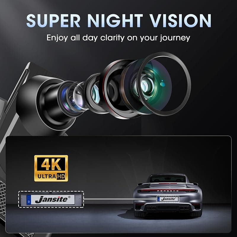 4K WiFi Rear View Mirror Camera 10 Inch Mirror Dash Cam Front and Rear with Ultra HD Recording, Night Vision and Loop Recording — 3 of 5