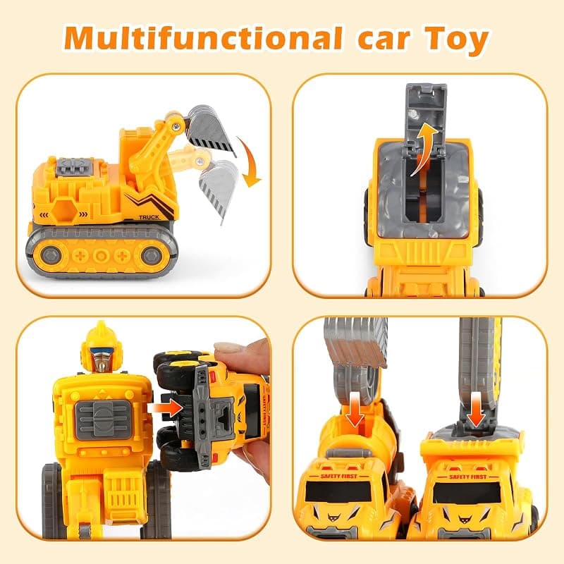 5-in-1 Detachable Construction Vehicles Set Transform Robot Kids Toys Cars Easy DIY Playtime Experience for Young Boys and Girls Birthday Gifts — 3 of 5